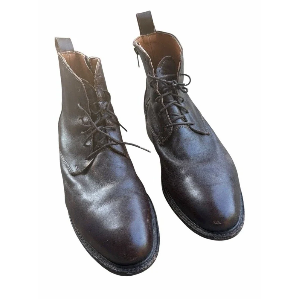 Proxon Steel Toe Work Boots Mens 12.5 Chelsea  Brown Leather Lace Up Zipper